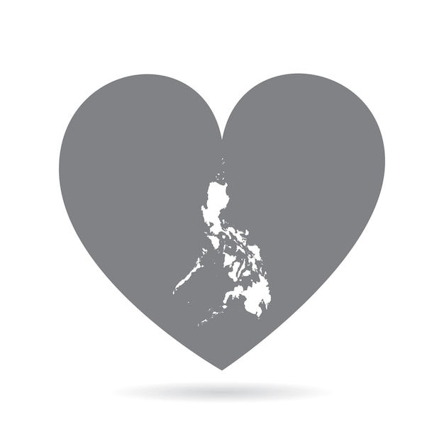 Vektor philippinen-landkarte innerhalb eines grauen liebesherz-nationalstolzes