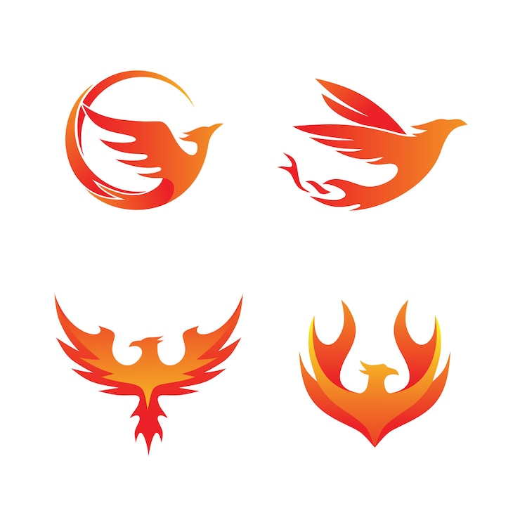 Phoenix-Feuer-gesetzte Sammlung Logo Vector