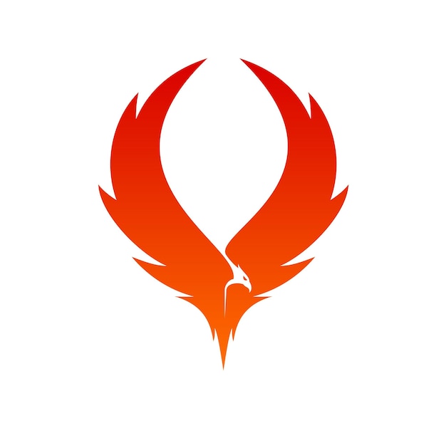 Phoenix-vogelflügel-symbol, feuervogel-feuersilhouette