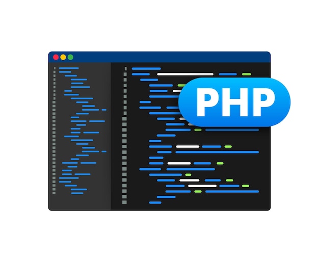 Vektor php-programmiersprache website-entwicklungscodierung vektorvorratillustration