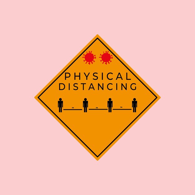 Physische Distanzierung Vintage Retro-minimalistisches Logo-Vektor-Illustrationsdesign