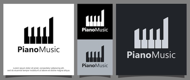Piano schwarz-weiß-musikinstrument-logo-vorlage