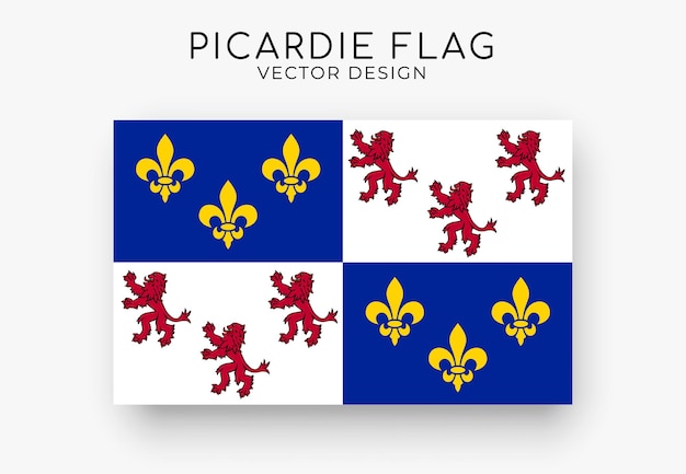 Picardie-Flagge Detaillierte Flagge auf weißem Hintergrund Vektorillustration