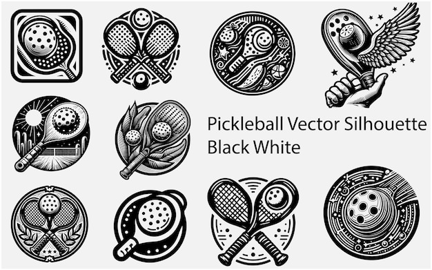 Vektor pickleball-vektor-silhouette-set