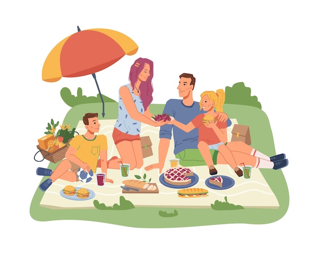 Picknick mit familieneltern und kindergetränken