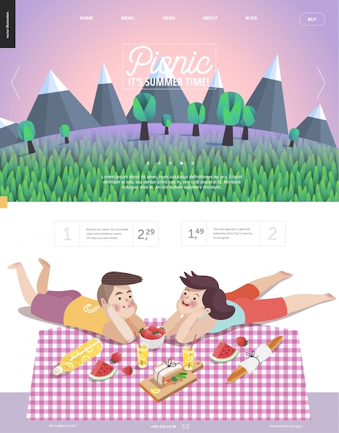 Vektor picknick-website-vorlage