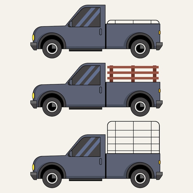 Vektor pickup-truck-vektorgrafik-illustrationsdesign auf weißem hintergrund