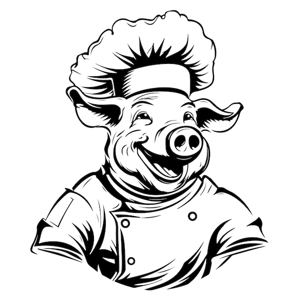 Vektor pig chef zeichentrickfiguren-vektor-clip-art-illustration