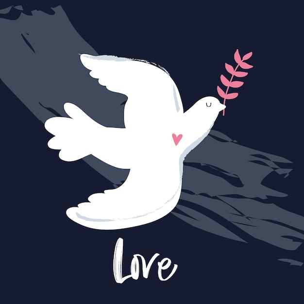 Pigeon hope illustration symbol des pazifismus und antimilitarismus internationaler tag des friedens