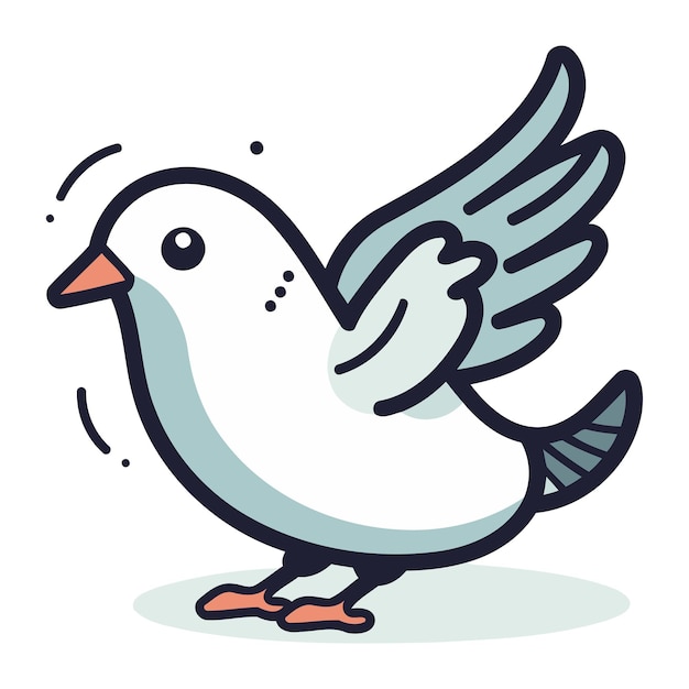 Vektor pigeon-vektor-illustration isoliert auf weißem hintergrund cute cartoon doodle vogel