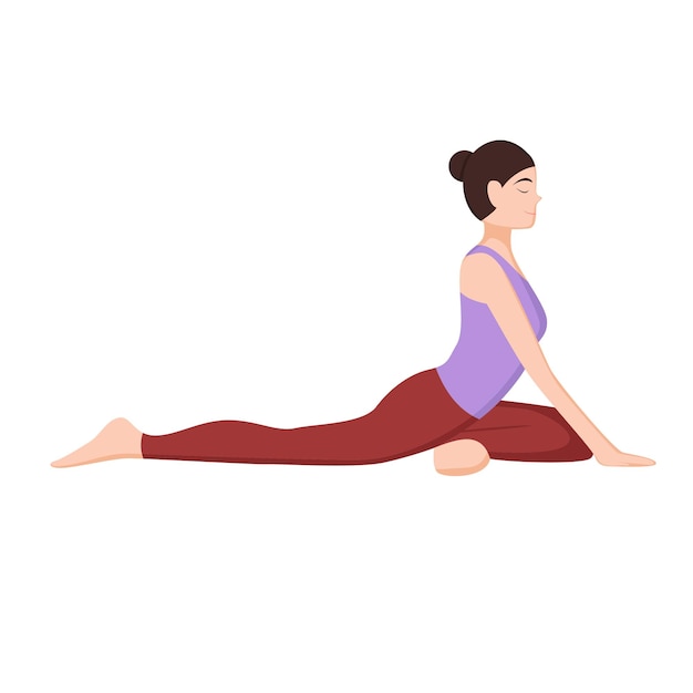 Pigeon Yoga Pose Flat Illustration (Flachdarstellung der Taube)
