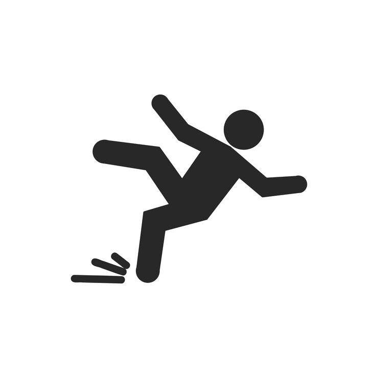 Piktogram der Silhouette einer fallenden Person Vorsichtszeichen Isoliert auf weißem Hintergrund Vektorillustration