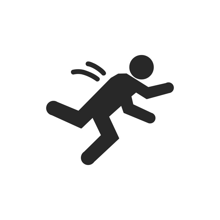 Piktogram der Silhouette einer fallenden Person Vorsichtszeichen Isoliert auf weißem Hintergrund Vektorillustration