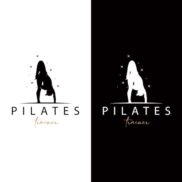 Pilates-pose-logo, yoga-logo-design, vektor-vorlage, illustration