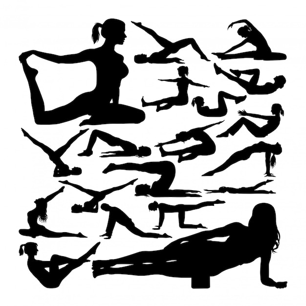 Pilates stellen silhouetten