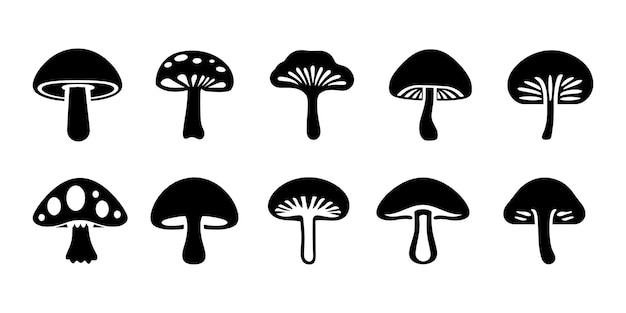 Vektor pilz-silhouette-set vektorkunst-illustration