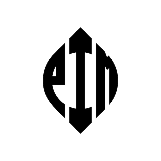 Vektor pim kreisbuchstaben-logo-design mit kreis- und ellipseform pim ellipse-buchstaben mit typografischem stil die drei initialen bilden ein kreis-logo pim kreise-emblem abstract monogramm buchstaben-marke vektor