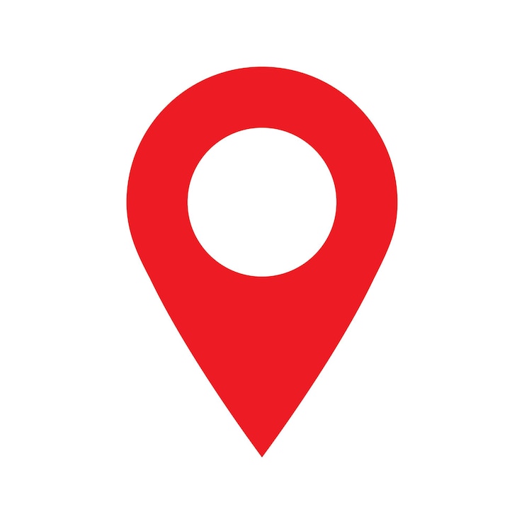 Pin-Point-Symbol mit rotem Kartenpositionszeigersymbol isoliert auf weißem Hintergrund