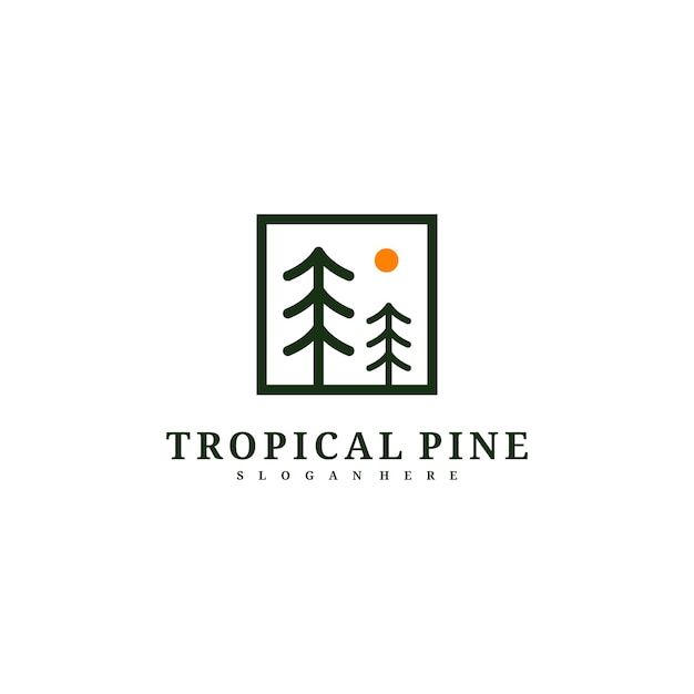 Pine tree logo design vektorvorlage tropische waldlogokonzepte illustration