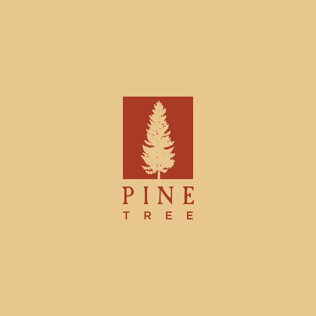 Pine tree silhouette picture wall frame landschaft logo-design retro-vintage