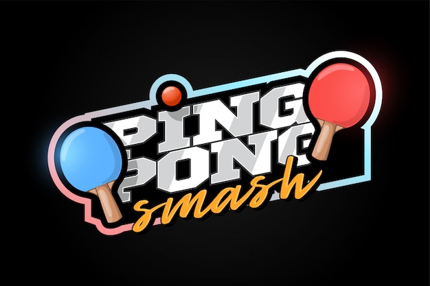 Ping-pong-maskottchen moderner profisport typografie im retro-stil.