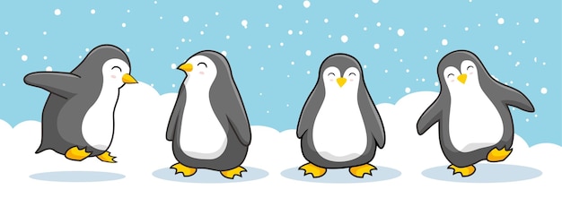 Pinguin-cartoon in der wildnis der natur