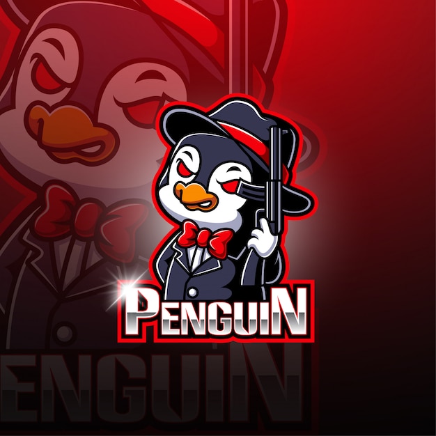 Pinguin esport maskottchen logo design