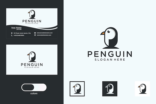 Pinguin-logo-design und visitenkarte