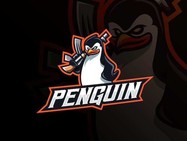 Pinguin mafia maskottchen sport logo design