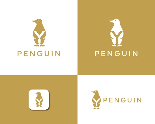 Pinguin- und buchstabe y-logo-designs