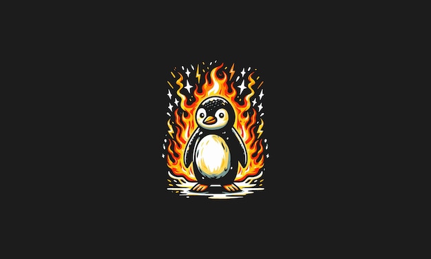 Vektor pinguin wütend auf flammen blitz vektor kunstwerk design
