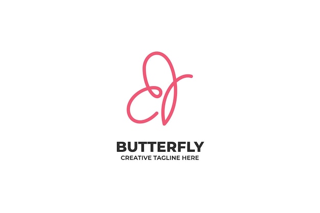 Pink butterfly one line einfaches logo