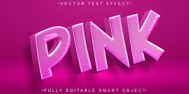 Pink Color Vector Vollständig bearbeitbares Smart Object Text-Effekt