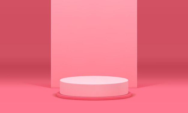 Pink elegantes weibliches 3D-Podium-Zylinder-Piedestal für Schönheitsprodukte zeigt realistischen Vektor