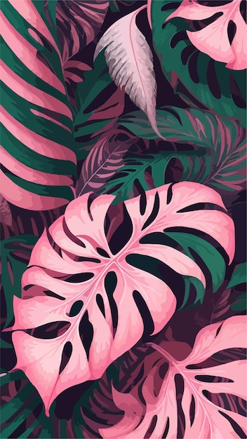 Vektor pink monstera leaves vector blossom art (vektorblütenkunst)