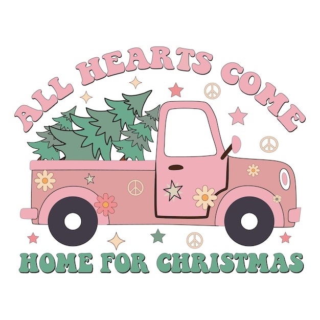 Pink Retro Weihnachts-Sublimationsdesign