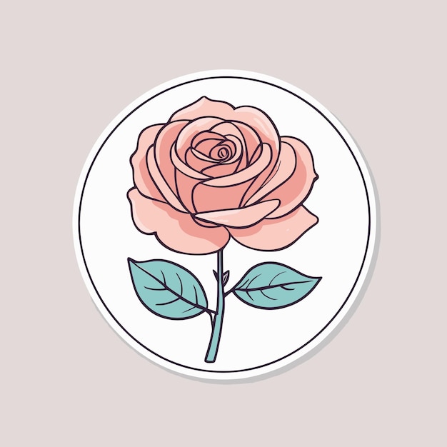 Vektor pink rose aufkleber-design und clipart-illustration