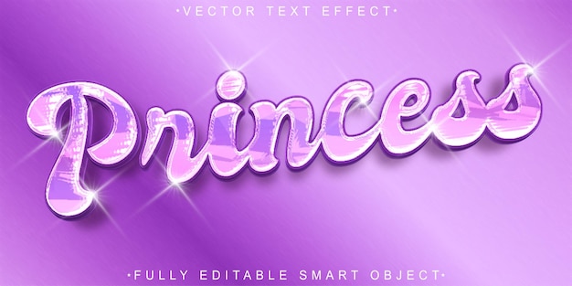 Pink Shiny Glitter Princess Vector Vollständig bearbeitbares Smart Object Texteffekt