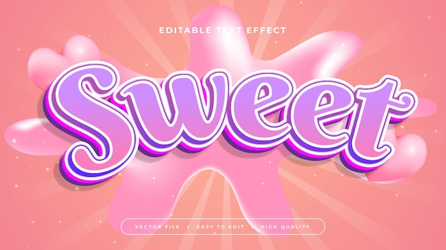Pink violett und weiß süß 3D-Editierbare Text-Effekt Schriftart