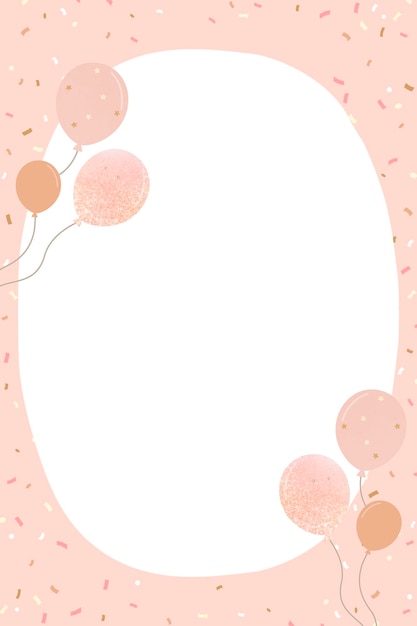 Pinker Ballonrahmen Hintergrund Party-Design-Vektor