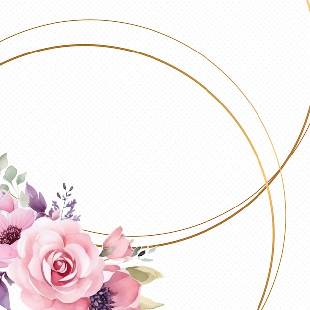 Pinker Hintergrund-Einladung Bouquet Aquarell-Malerei mit Flora und Blumen