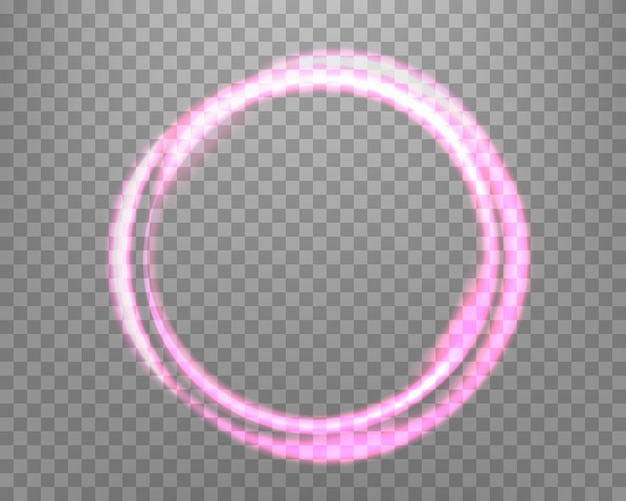 Pinker magischer Ring mit glühenden Funkeln Neon realistischer Energieflare Halo-Ring