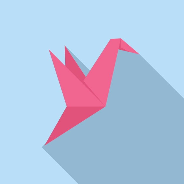Pinker Origami-Vogel fliegt mit langem Schatten