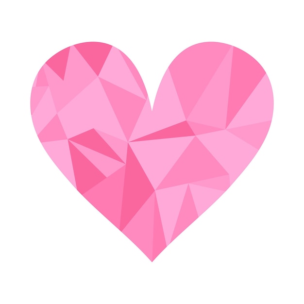 Pinkes Herz-Symbol in Low-Poly-Design Dekorationselement für Gruß- und Liebeskarten