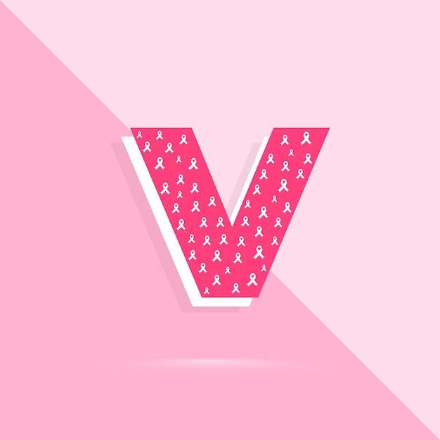 Vektor pinkfarbiger buchstabe ein logo und ein symbol für den monat der brustkrebsbewusstsein