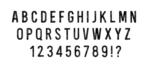 Pinsel Schriftarten Handgeschriebenes Grunge-Alphabet Pinselstreich Typografie Skizze schwarze Tinte Design Header Großbuchstaben Unordnung gemalte Aquarelle Alphabet Elemente Vektor-Set