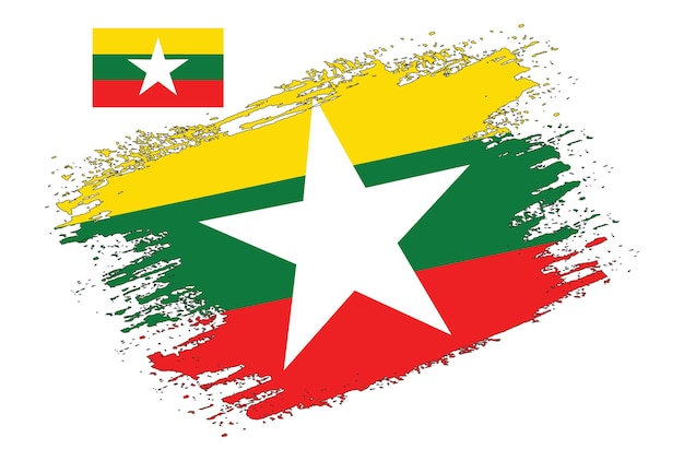 Pinseldesign myanmar-flaggenvektor