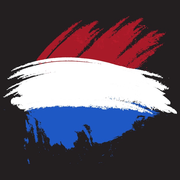 Pinselgemalte Flagge der Niederlande Handgezeichnete Stilillustration mit Grunge-Effekt