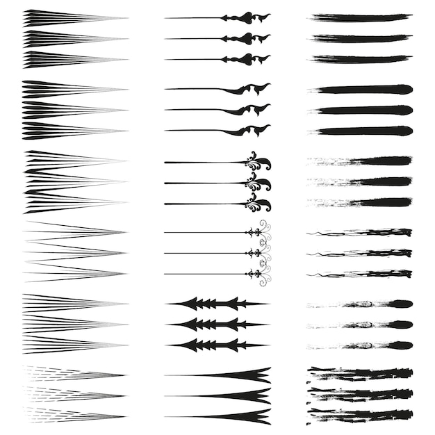 Pinselstreich-Ikonen Dekorative schwarze Kunst Moderne grafische Details Vektor-künstlerische Elemente