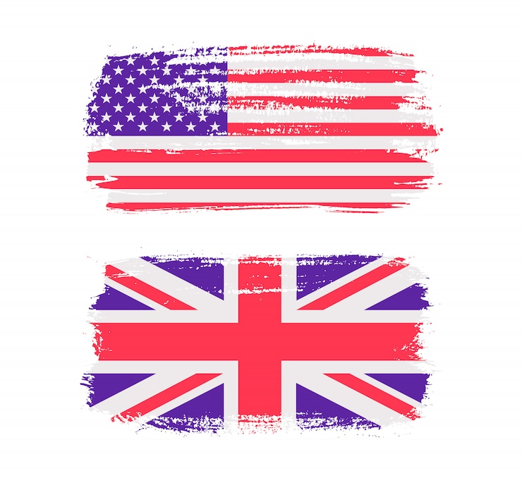 Vektor pinselstrich amerikanische und britische flagge